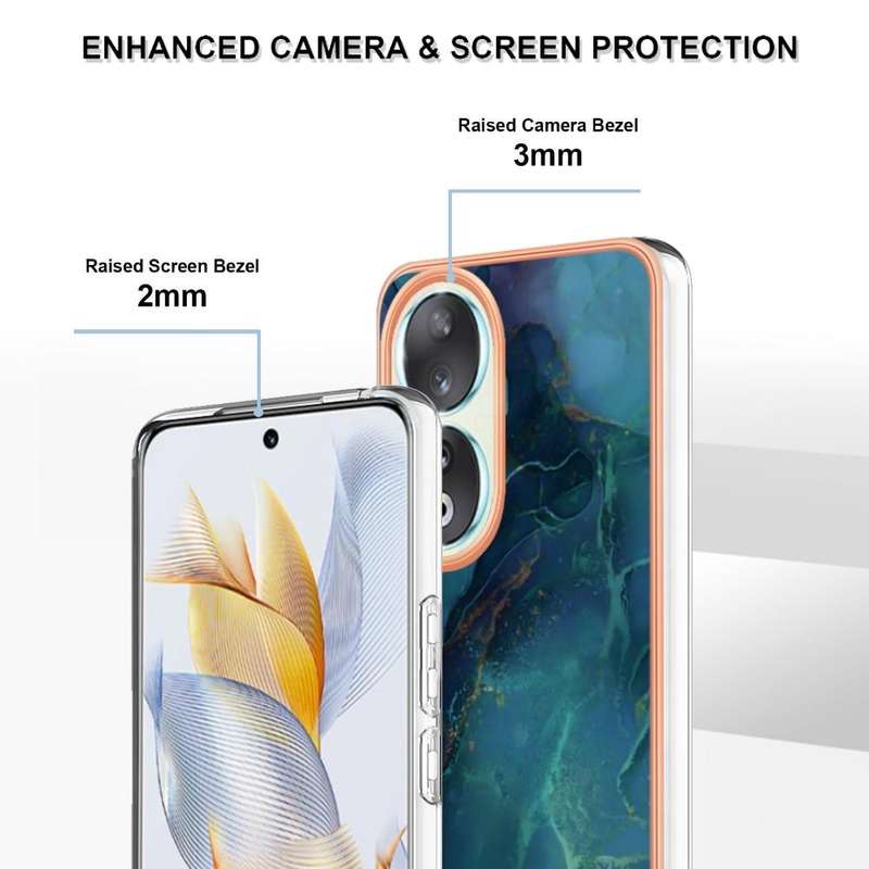 For Honor 90 5G Electroplating Marble Dual-side IMD Phone Case(Green 017)