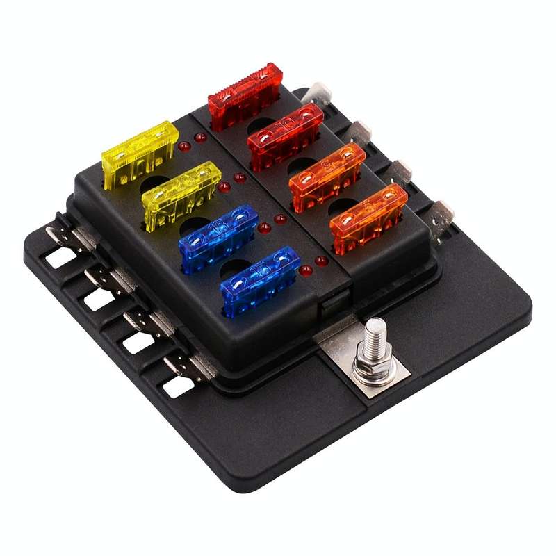 1 in 8 Out Fuse Box PC Terminal Block Fuse Holder Kits with LED Warning Indicator for Auto Car Tr...