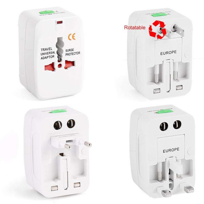 All in 1 (EU + AU + UK + US Plug) World Universal Travel Adaptor(White)