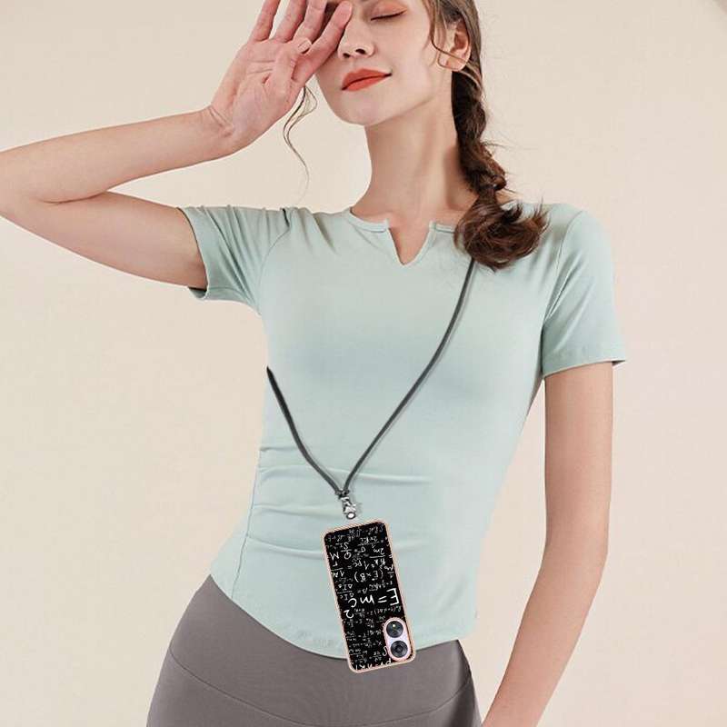 For OPPO A78 / A58 Electroplating Dual-side IMD Phone Case with Lanyard(Equation)