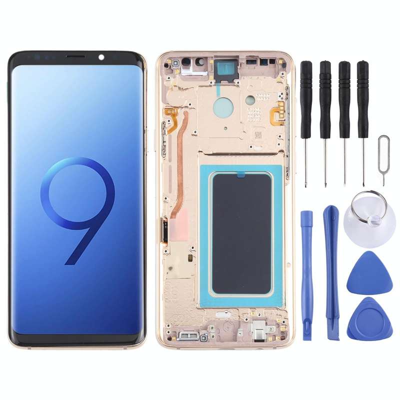 OLED LCD Screen for Samsung Galaxy S9+ SM-G965 Digitizer Full Assembly with Frame (Gold)