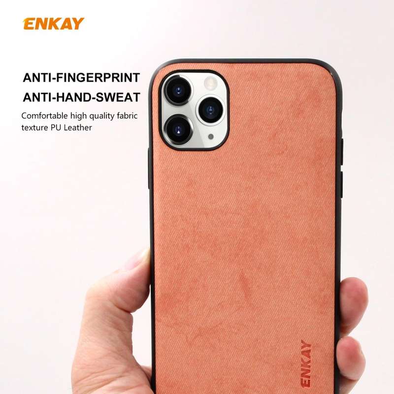 For iPhone 11 Pro Max ENKAY ENK-PC030 Business Series Fabric Texture PU Leather + TPU Soft Slim C...