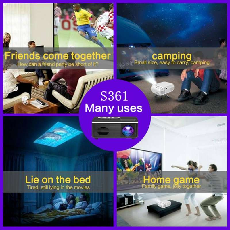 S361 80 lumens 320 x 240 Pixel Portable Mini Projector, Support 1080P, US Plug(Black)