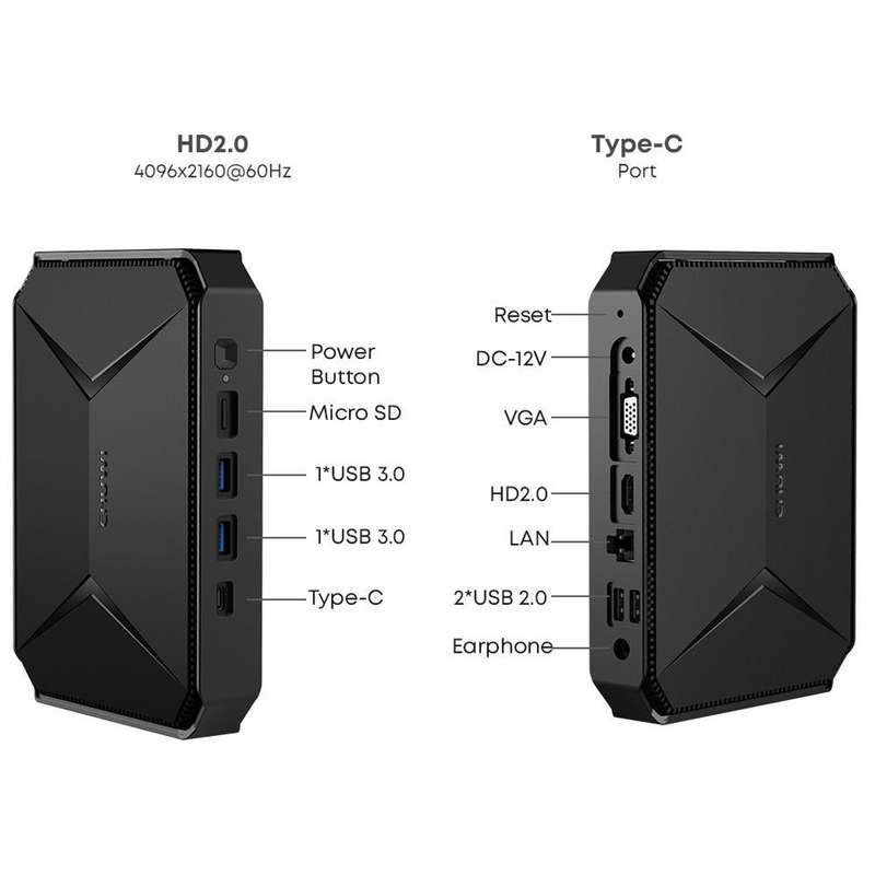 CHIWI HeroBox Mini PC, Windows 11, Intel Celeron N5100 Quad Core up to 2.8 GHz, 8GB+256GB, Suppor...