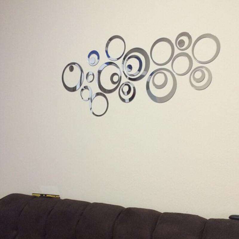 Wall Clock 3D Three-dimensional Acrylic Fashion Mirror Wall Stickers Clock DIY Circle Combination...