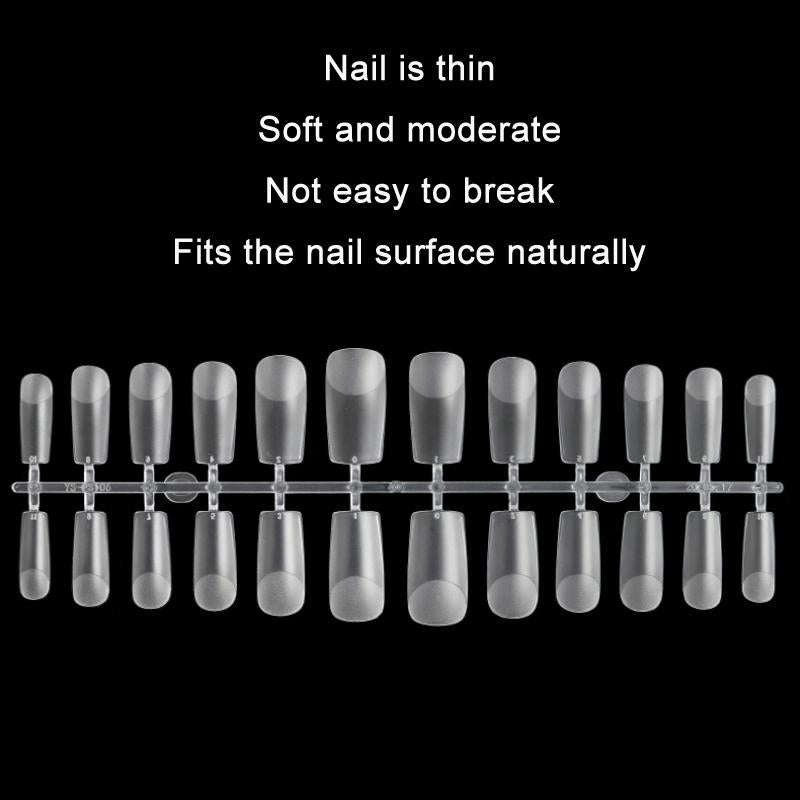 240 PCS Extended Manicure No-Engraving Frosted Thin Nail Piece WH-109 Single Number 5-9