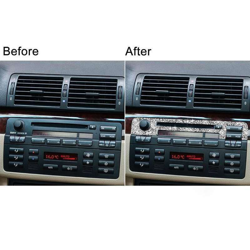 For BMW Series 3 E46 1998-2005 Car Center Control Panel Upper Diamond Decoration Sticker, Left an...
