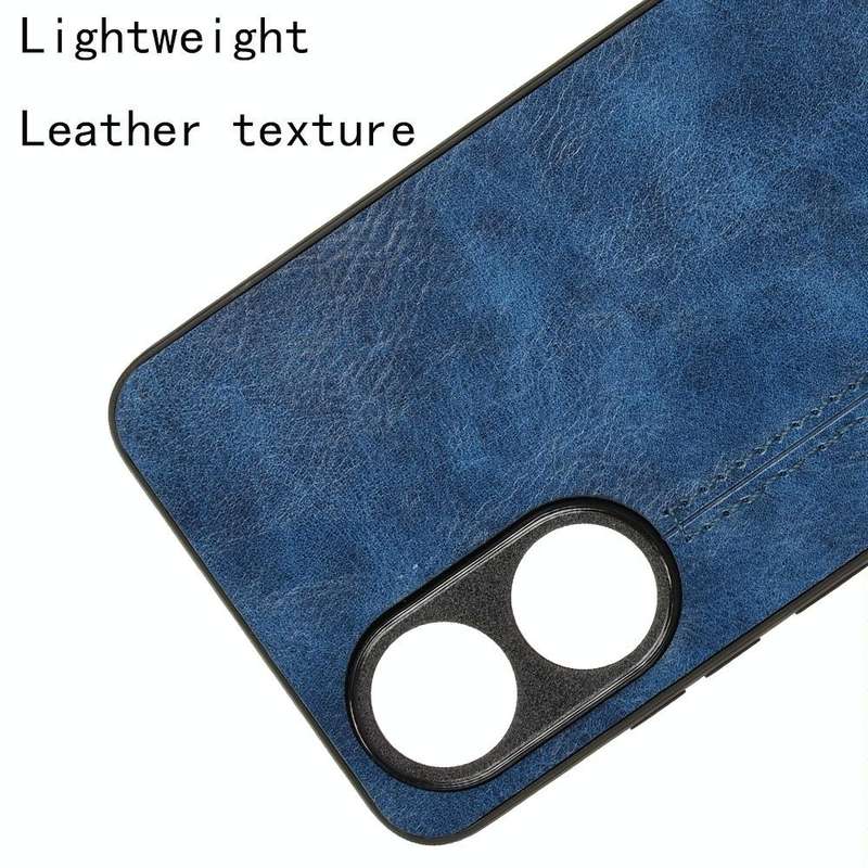 For OPPO A78 4G Cow Pattern Sewing Back Cover Phone Case(Blue)