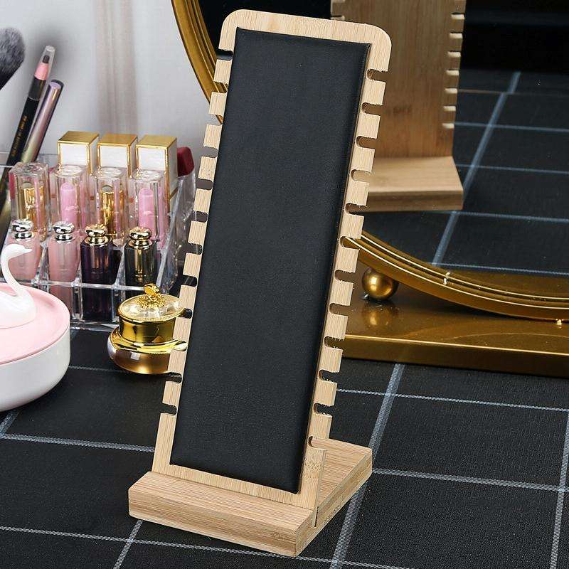 Simple Solid Wood Necklace Display Stand Jewelry Props Necklace Hanger(Black Skin)