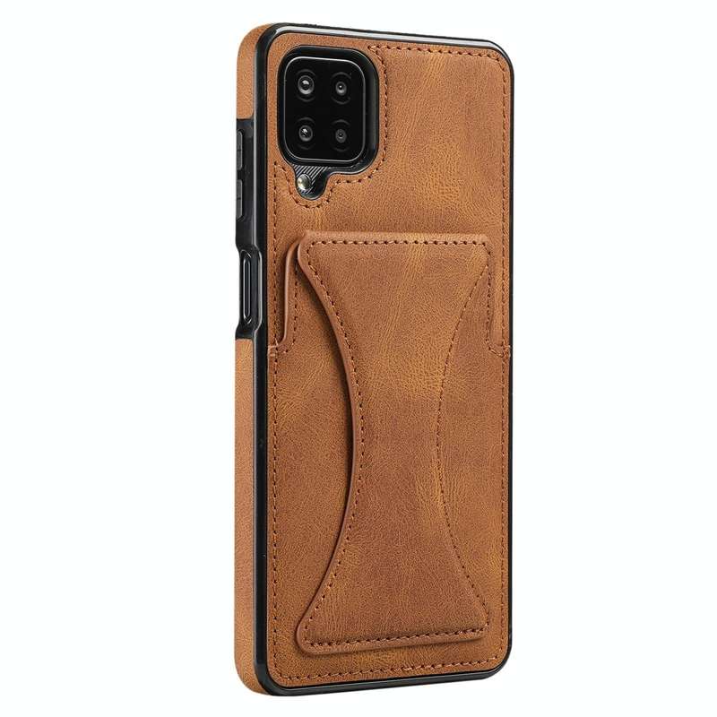 For Samsung Galaxy A12 Ultra-thin Shockproof Protective Case with Holder(Brown)