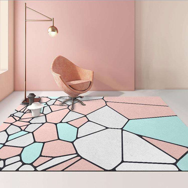 Modern Abstract Geometric Living Room Rug Coffee Table Cushion, Size: 80x120cm(03)