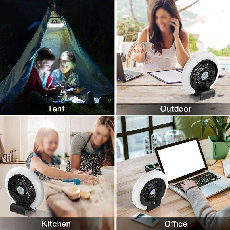 TW-8003 Outdoor Camping Light Rechargeable Camping Portable Fan(Black)