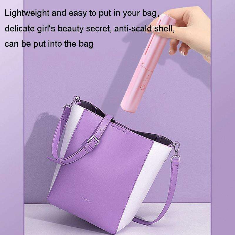 2 In 1 Portable USB Rechargeable Hair Curler Dual Usage Hair Straightening Comb(Purple)