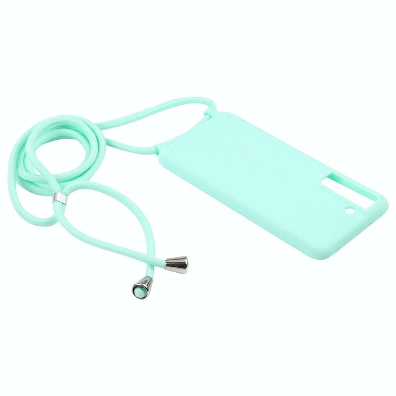 For Samsung Galaxy S21 FE Candy Colors TPU Protective Case with Lanyard(Mint Green)
