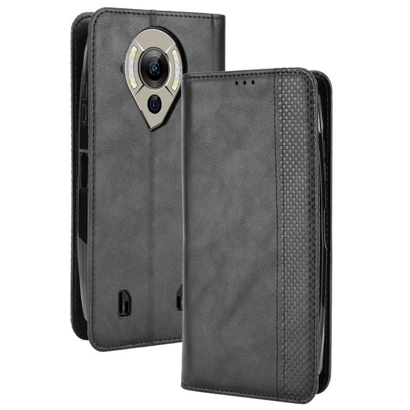 For Oukitel WP16 Magnetic Buckle Retro Texture Leather Phone Case(Black)