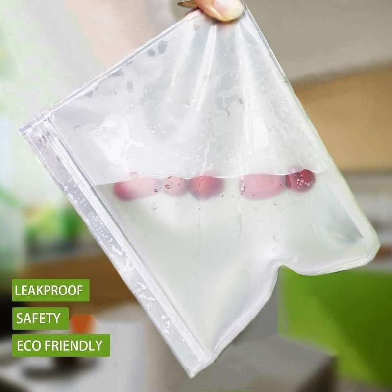 10 in 1 Translucent Frosted PEVA Food Preservation Bag Refrigerator Food Storage Bag Self-Sealing...