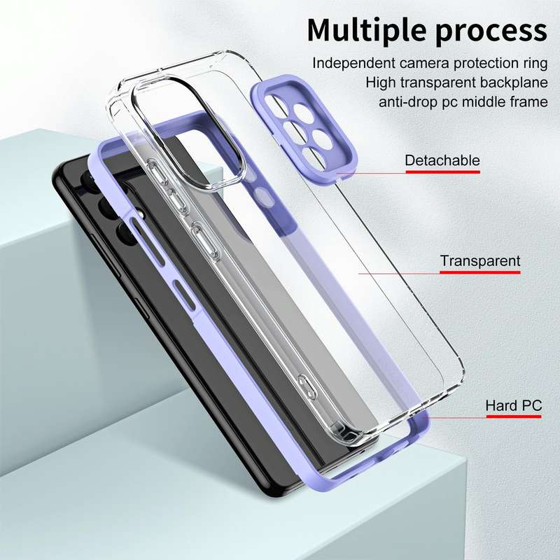 For Samsung Galaxy A33 5G 3 in 1 Clear TPU Color PC Frame Phone Case(Purple)