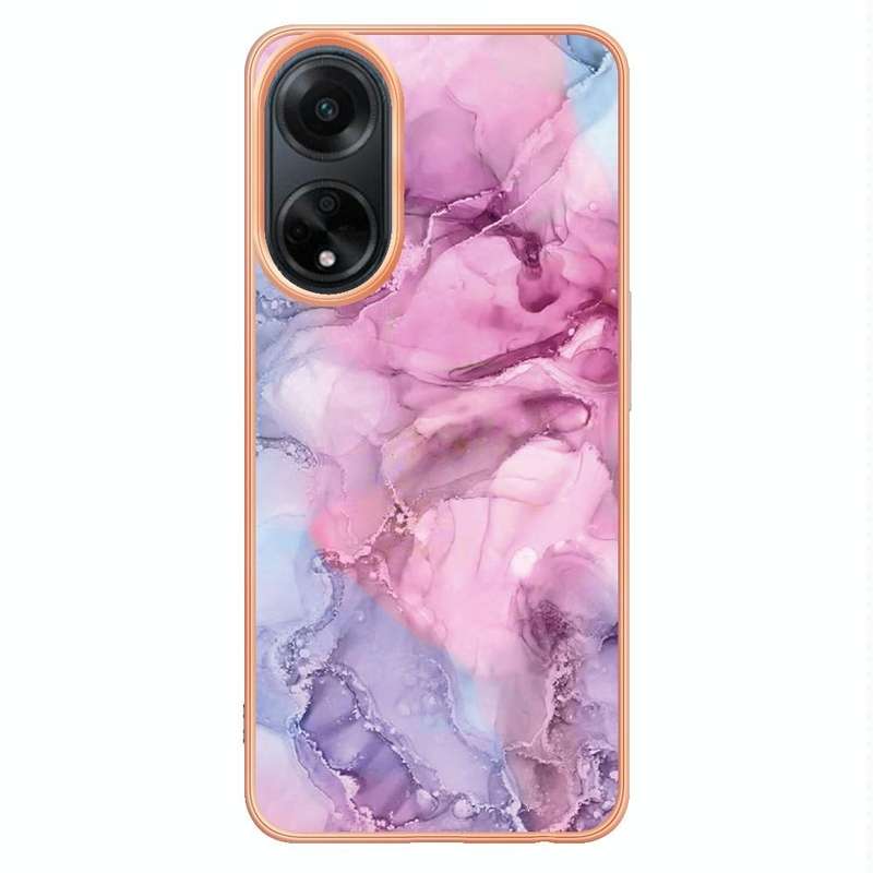 For OPPO A98 Electroplating Marble Dual-side IMD Phone Case(Pink 013)