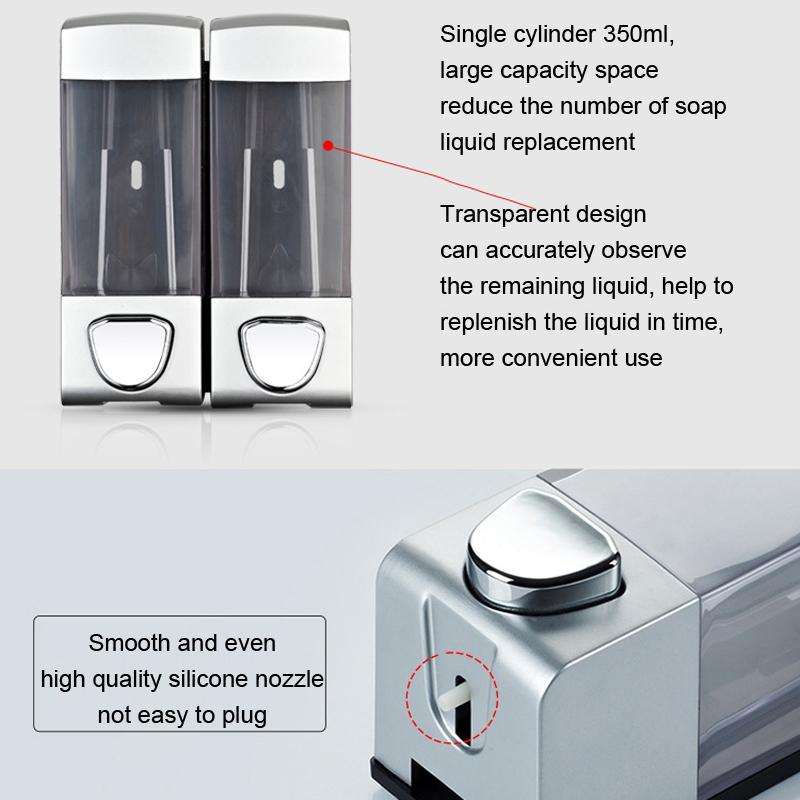 Double Head Wall Mounted Manual Press Soap Dispenser Shampoo Bottle Hand Wash Body Wash Dispenser...