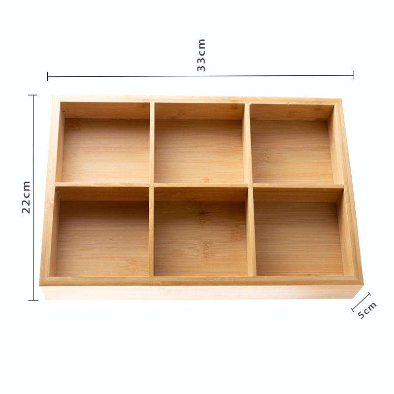Bamboo Dried Food Box Compartment Candy Box Snack Storage Box, Specification: 6 Grids