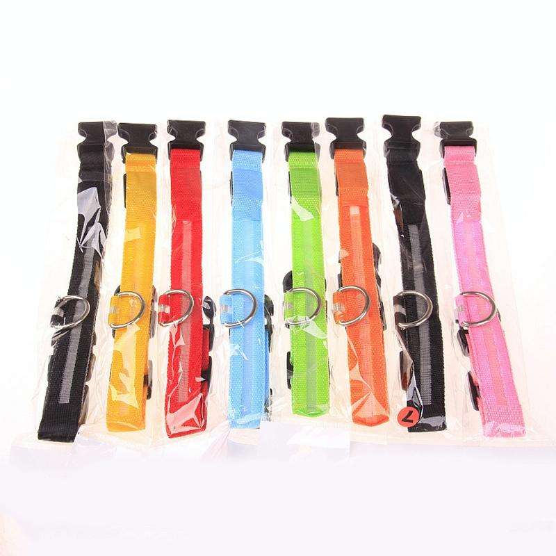 Adjustable 3-Mode LED Flashing Dog Collar, Size: M (Random Color Delivery)
