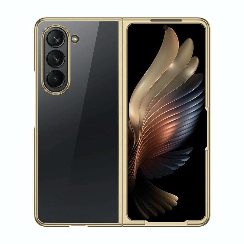 For Samsung Galaxy Z Fold5 5G Transparent Electroplating All-inclusive Folding Phone Case(Champag...