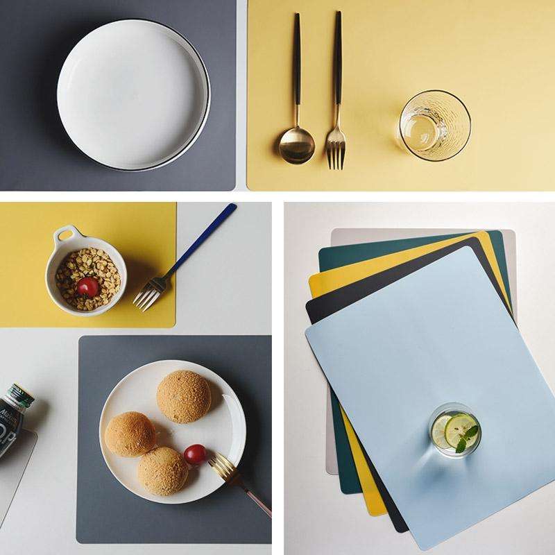 Nordic Style Food Grade Silicone Pad Tableware Environmental Insulation Pad Placemat(Dark Gray)