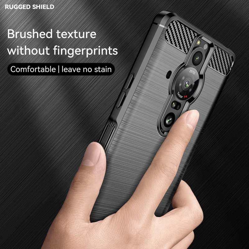 For Sony Xperia Pro-I Brushed Texture Carbon Fiber TPU Phone Case(Black)