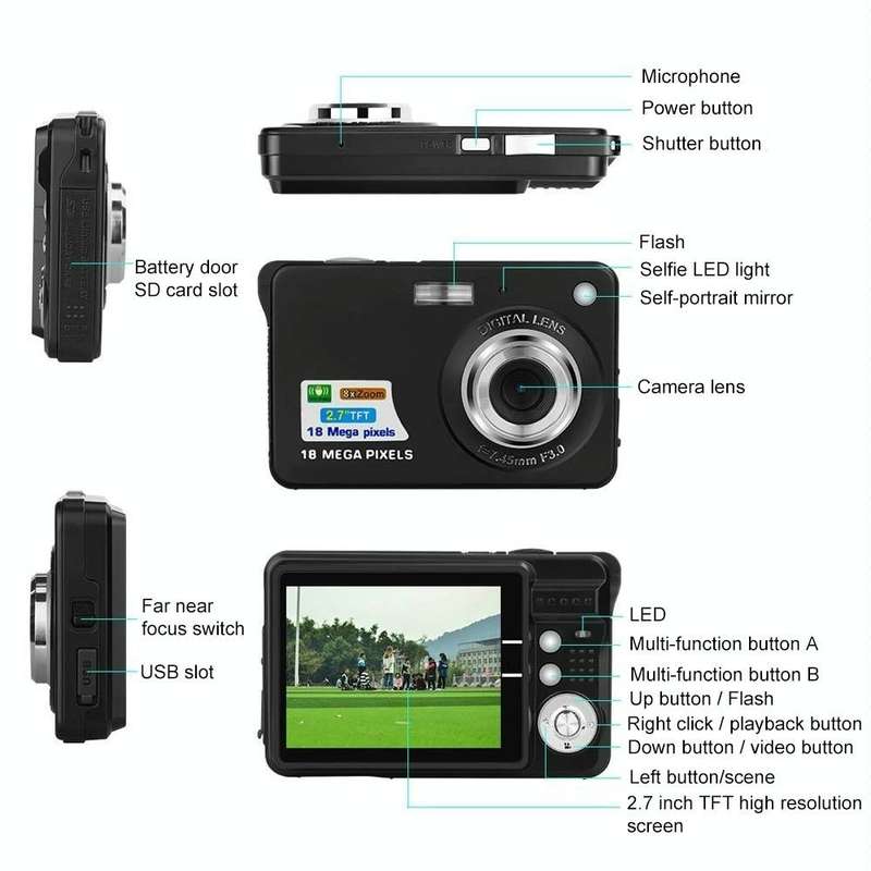 18 Million Pixel Entry-Level Digital Cameras Daily Recording Photos And Videos Macro Student Came...