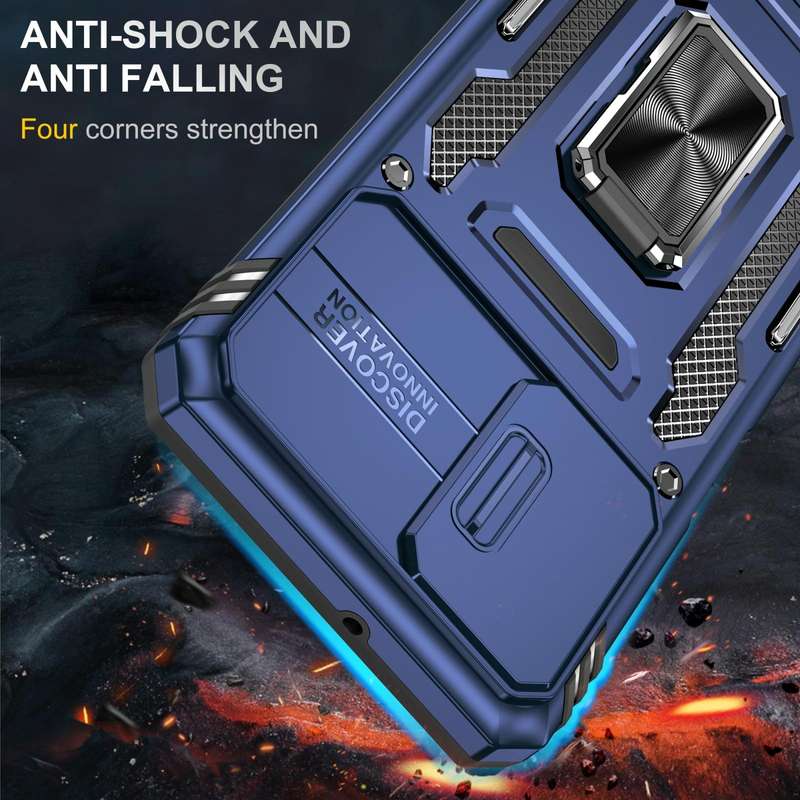 For Samsung Galaxy A32 5G Armor PC + TPU Camera Shield Phone Case(Navy Blue)
