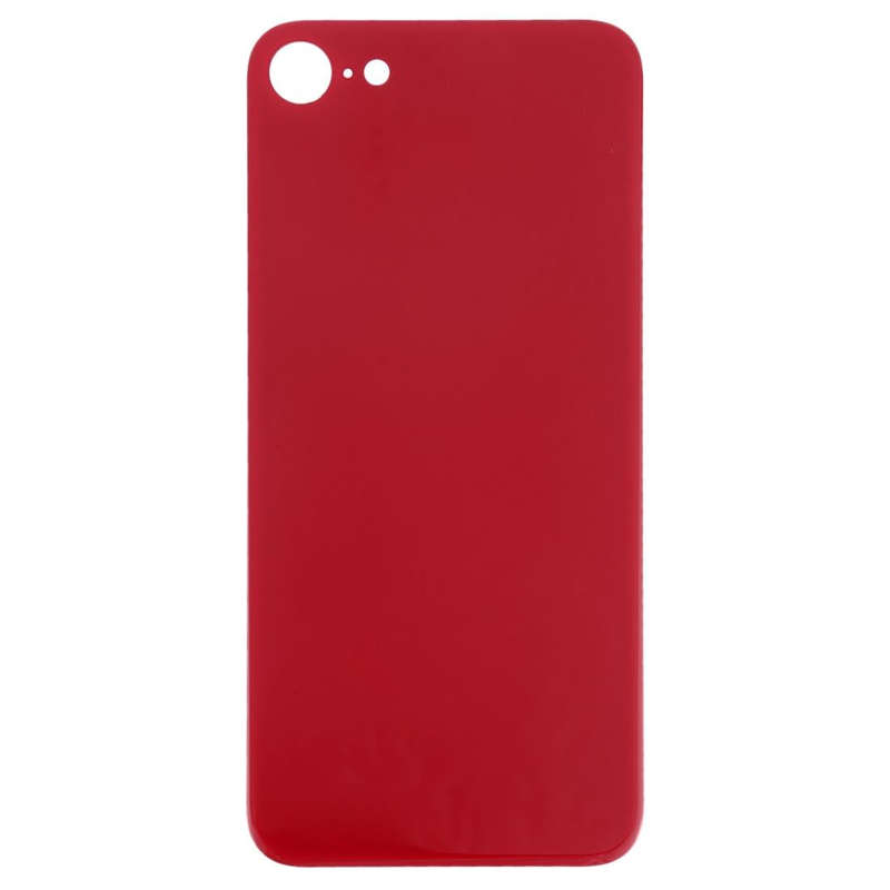 Easy Replacement Big Camera Hole Glass Back Battery Cover with Adhesive for iPhone 8(Red)
