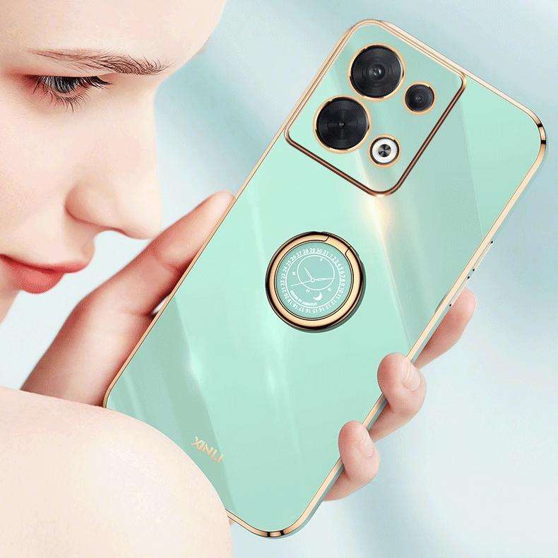 For OPPO Reno8 Pro XINLI Straight Edge 6D Electroplate TPU Phone Case with Ring Holder(Celestial ...