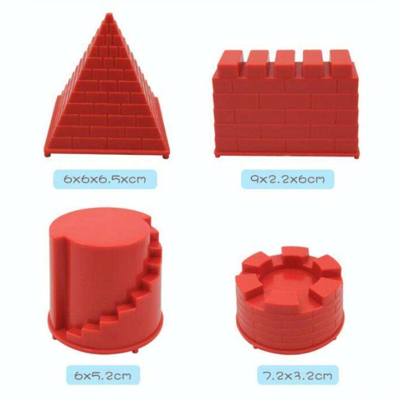 4 PCS Children Educational Toys Castle Molds Play Sand Tools(Red)