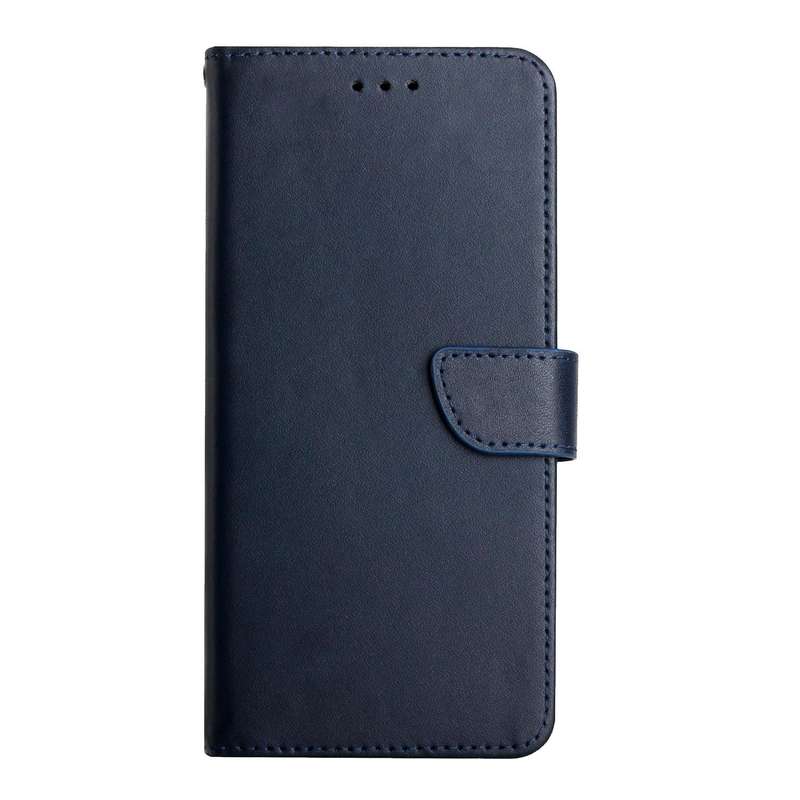 For OPPO Reno8 5G HT02 Genuine Leather Fingerprint-proof Flip Phone Case(Blue)