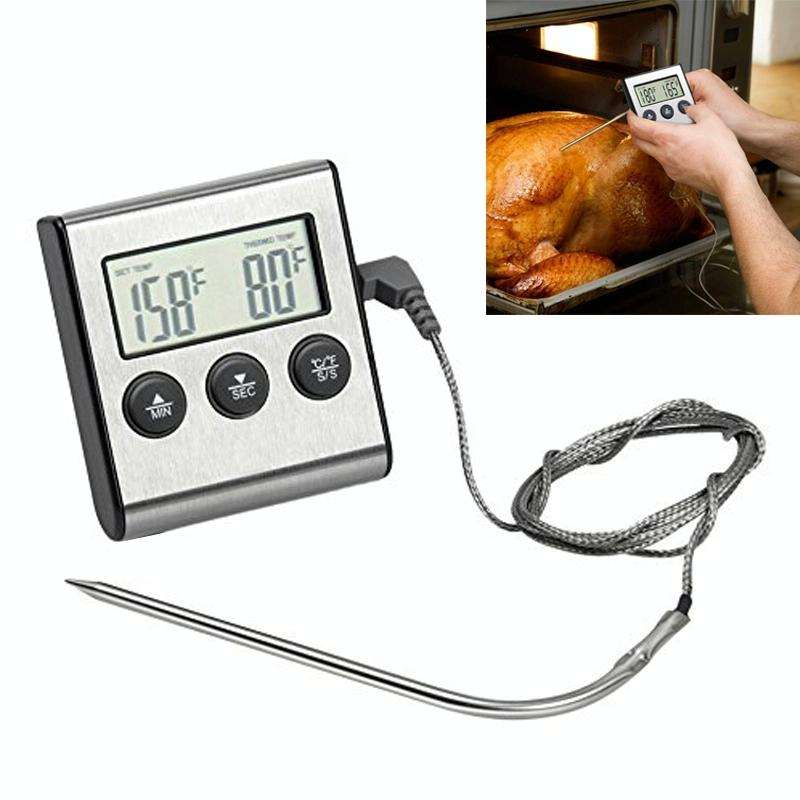 Digital Oven Thermometer Kitchen Food Cooking Meat BBQ Probe Thermometer Timer Water Milk Tempera...