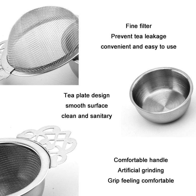 304 Stainless Steel Teapot Decorative Border Tea Filter, Color: Silver