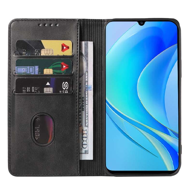 For Huawei Nova Y70 Magnetic Closure Leather Phone Case(Black)