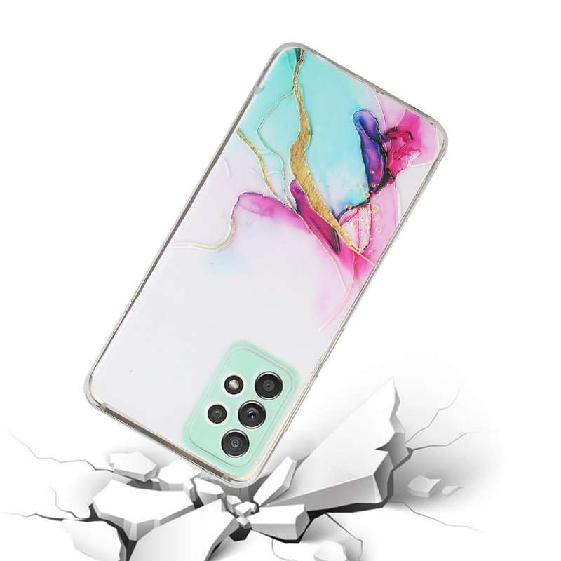 For Samsung Galaxy A73 5G Hollow Marble Pattern TPU Precise Hole Phone Case(Green)
