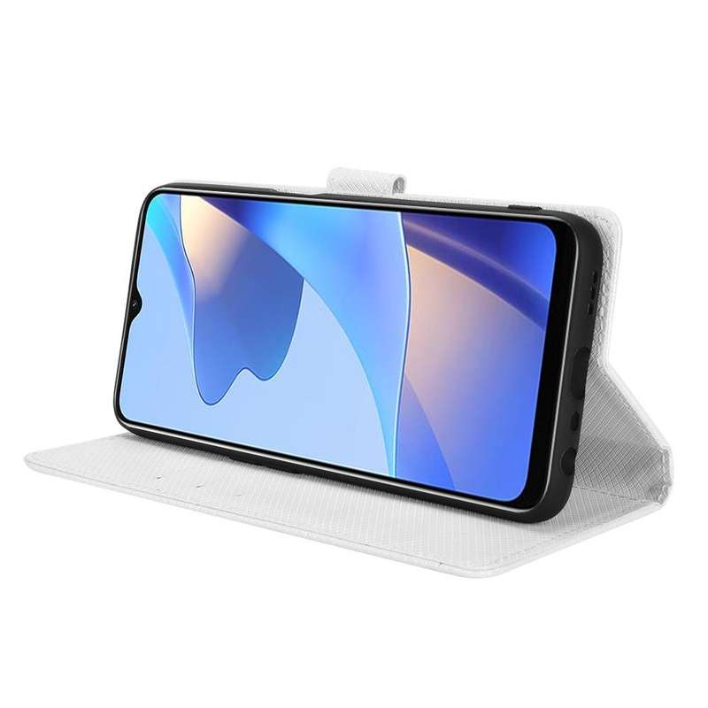 For OPPO A16 / A16s Diamond Texture Leather Phone Case(White)