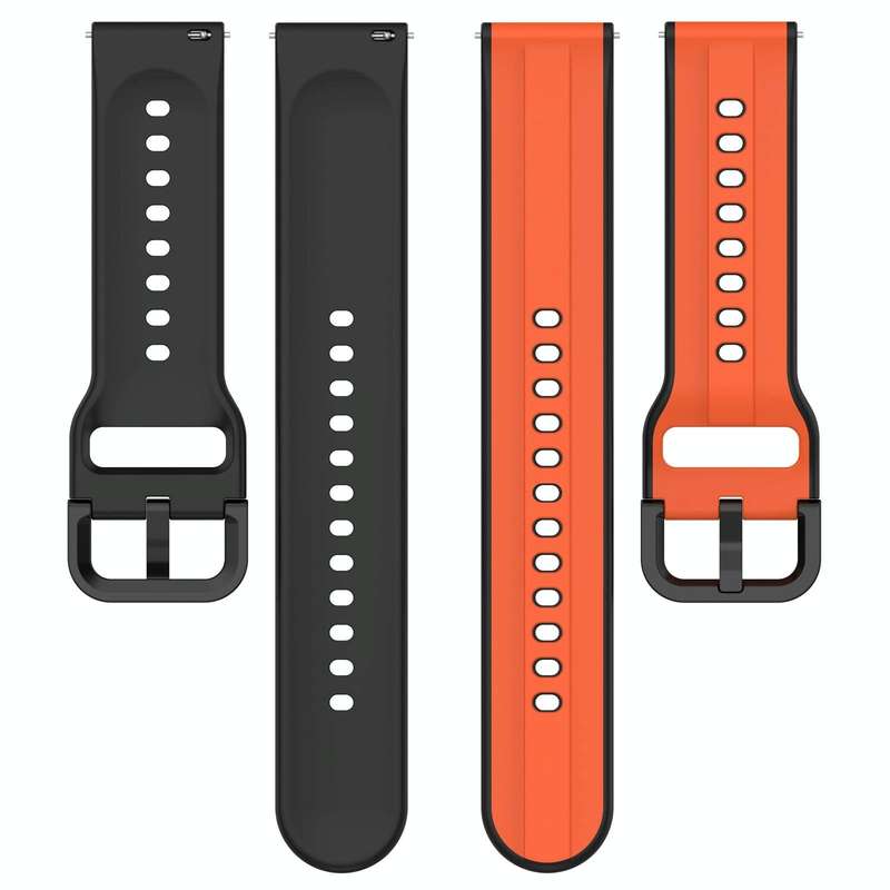 For Garmin Forerunner 265 22mm Convex Loop Two-Color Silicone Watch Band(Orange+Black)