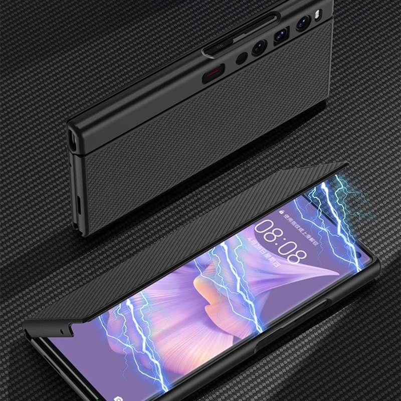 For Huawei Mate XS 2 GKK Flip Leather Full Coverage Phone Case(Carbon Fiber Texture)