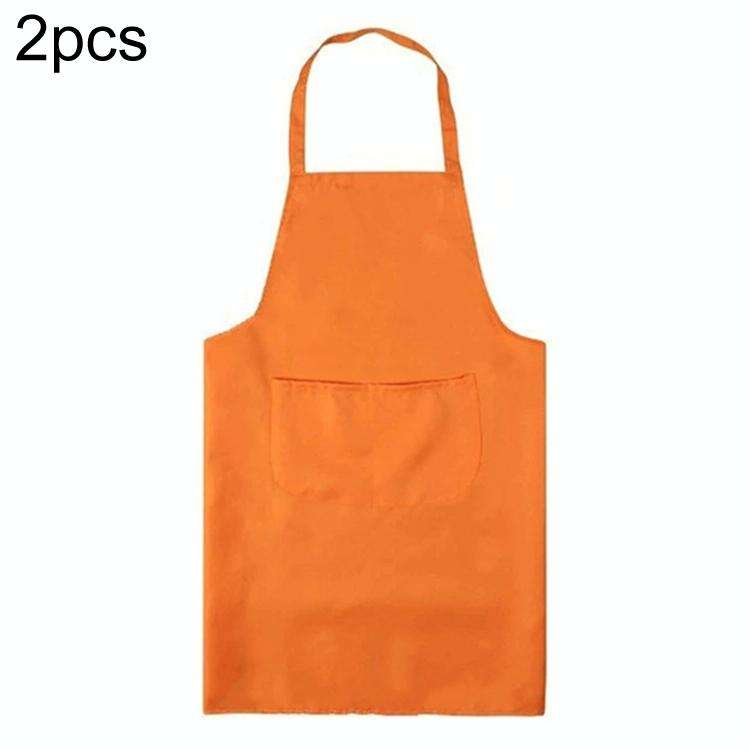 2PCS Kitchen Chef Aprons Cooking Baking Apron With Pockets(Orange)