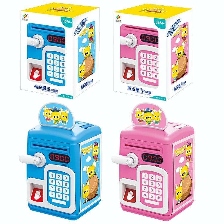 8001 Fingerprint Sensor Unlock ATM Piggy Bank Automatic Rolling Money Simulation Password Safe To...