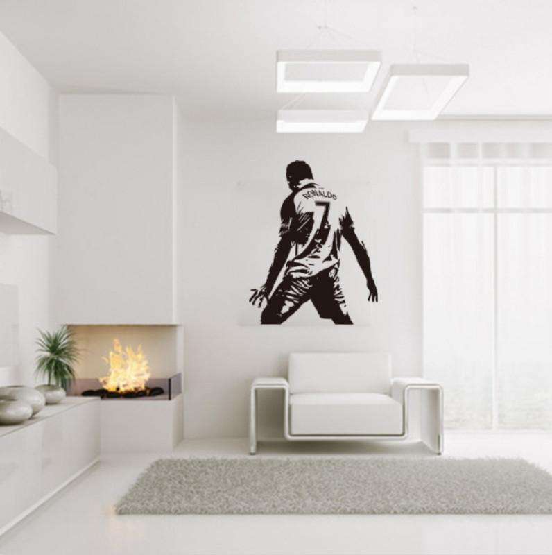Football Player Action Silhouette Student Dormitory Bedroom Decoration Wall Sticker, Size:Medium ...