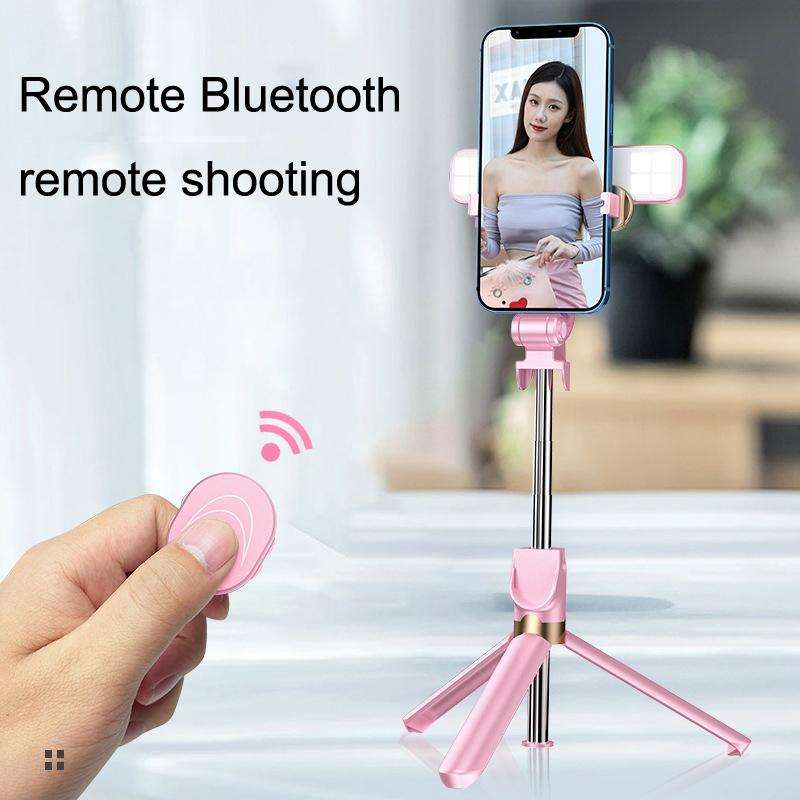 XT06S Live Beauty Bluetooth Tripod Selfie Stick(Pink)
