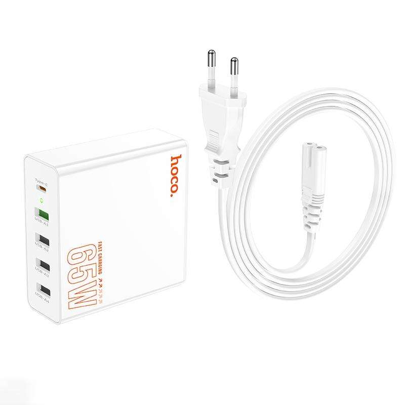 hoco C114A Vision PD 65W USB-C / Type-C + 4 USB Five Ports Fast Charger, Plug Type:EU Plug(White)