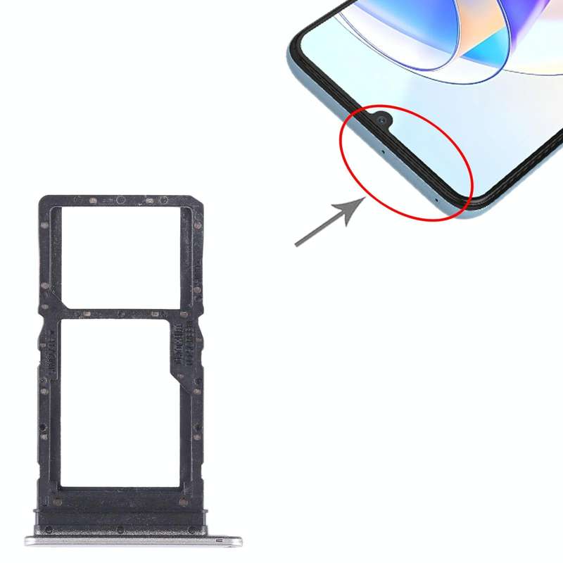 For Honor X7a SIM + SIM / Micro SD Card Tray (Silver)