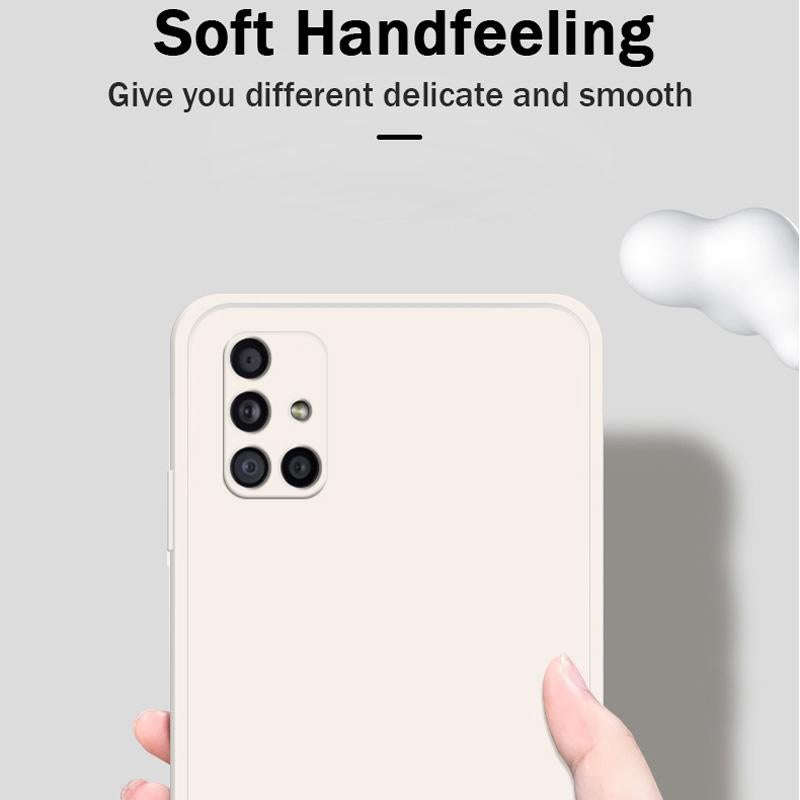 For Samsung Galaxy A71 Solid Color Imitation Liquid Silicone Straight Edge Dropproof Full Coverag...
