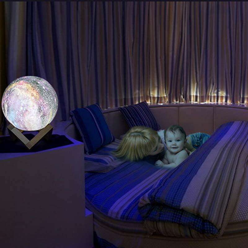 1W 3D Moon Lamp Children Gift Table Lamp Painted Starry Sky LED Night Light, Light color: 8cm Rem...