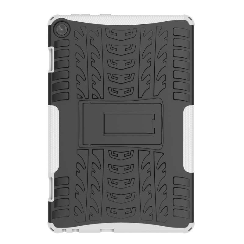 For Lenovo Tab M10 3rd Gen Tire Texture TPU + PC Tablet Case with Holder(White)